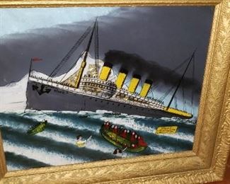 Titanic painted onglass