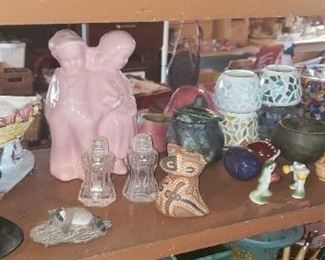 Pottery planters and collectibles