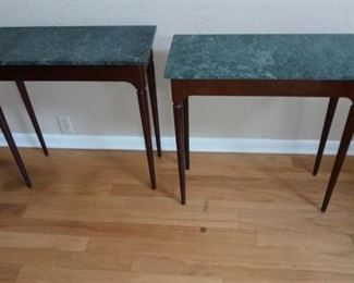 2 green Rectangle marble end tables $90 each. 27in wide 27.5 in tall
