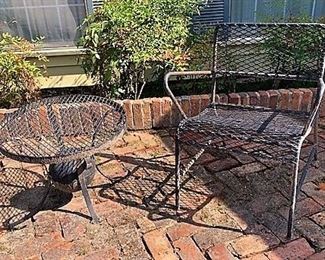 One-of-a-kind patio table and chair, handmade by a family friend. Very heavy