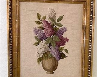 Vintage framed needlepoint