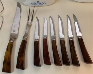 Bakelite carving set and steak knives