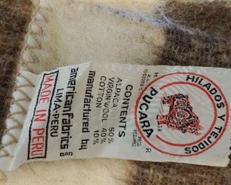 intage Alpaca Blanket from Hilados Y Tejidos Pucara Peru
