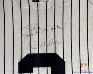 DEREK JETER Signed Yankees Jeter Jersey with Inscription to Legends Stadium Architect