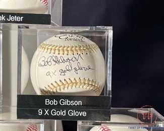 BOB GIBSON Signed Baseball with "9X Golden Glove" Inscription