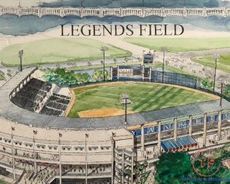Original Watercolor "Legends Field Spring Home Of The New York Yankees" Painted by Stan Meradith (Lead Architect Legends Baseball Field)