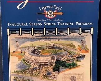 1996 Yankees Spring Training Program Featuring Original Watercolor of Legends Field as Cover Art