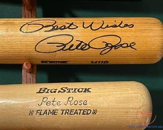 PETE ROSE Signed Baseball Bat and Pete Rose Player Baseball Bat