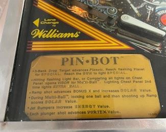 Vintage 1980's PIN BOT Pinball Machine by Williams
