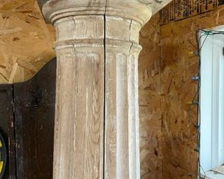 VERY LARGE Architectural Salvage Carved Victorian Era Wood Fluted Ionic Column - (PAIR)