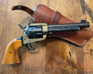 H. Schmidt / Hawes West German Model 21S -  .22 LR Single Action Revolver with Leather Holster