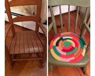 Two children’s rocking chairs.