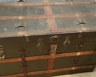 Antique large steamer trunk.