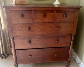 Antique walnut tall chest of drawers, c 1850-70s, 3 over 3. 