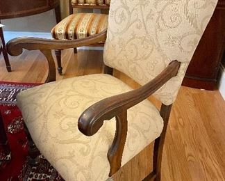 Captain’s dining arm chair (w/5 side chairs), set of 6, 1930s, newly reipholstered.