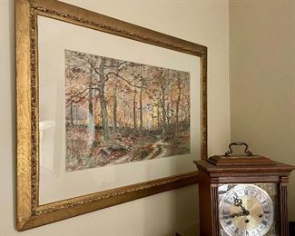 SOLD -Antique signed original watercolor in gilded frame.