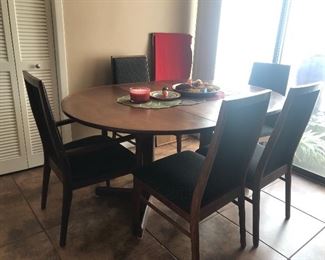 Vintage mid century walnut dining table with chairs 