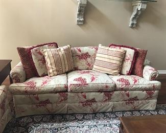 Pair of upholstery sofas toile upholstery 