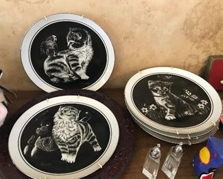 Collection of cat plates