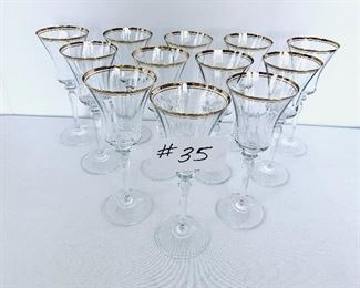 12-Gold rimmed Crystal wine glasses
 9”t. $99