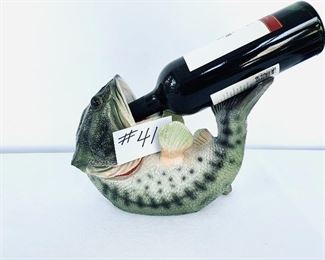 Resin fish wine bottle holder.
 11”L. 8”t.   $15
