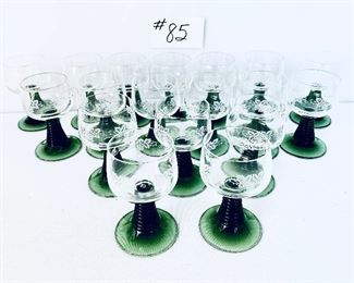 18- German Roemer Green Beehive cordial  glasses. 4.5”t. $99