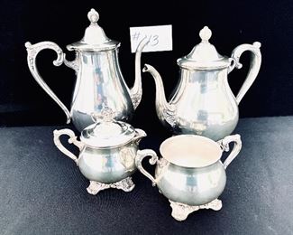 4 piece tea set- Wm Rogers & Son 
“Victorian Rose” $75