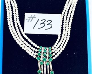 Heidi Daus - Faux emerald diamond pearl necklace. “An affair to remember”. 
$60