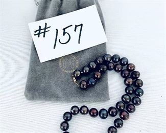 Ehnlo black cultured pearl necklace. 
10-12mm. 8”. $110