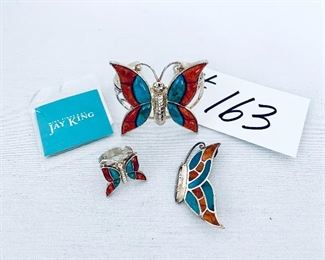 Jay King. Turquoise/coral ring, bracelet and pin.   $165