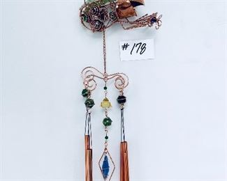 Copper frog wind chimes. 31” L.  $40