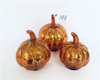 3 glass pumpkins. 6/8”  $20