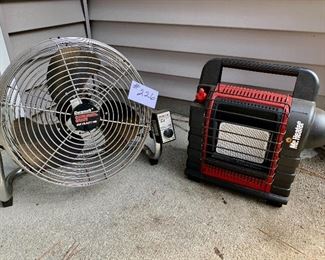 Lot. Fan and propane heater. $45
