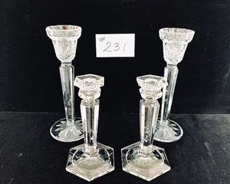 2 pair of Crystal candlesticks. 
6.5 & 8.5 t. $22