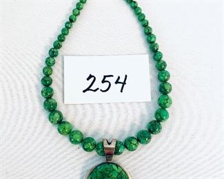 Vintage Sterling Green Mojave turquoise- Jay King Desert Trading pendant. 
8–10”  $85