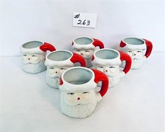 6 vintage Santa mugs. 3.5” t $30