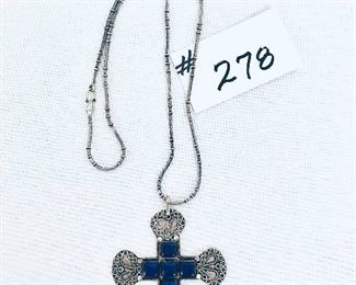 Medieval Etruscan cross with Lapis looking stone.  $116