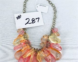 GRAZIANO PINK AND YELLOW PRISM BIB NECKLACE. 9-11”.  $30