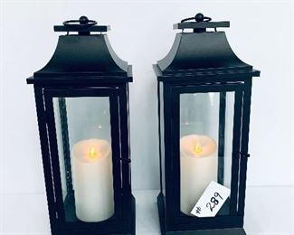 Pair of black luminara lanterns with remotes. 7w. 19 t. $95