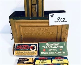Ammo box ( latch is broken.). Long 22 rifle ammo. One box of western 38 1/3 full.  
Lot $49