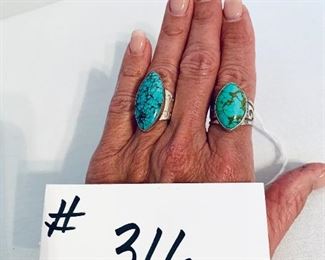 Jay King two turquoise 925 rings. 
A- size 8-10grams.  $50
B- size 9- 8 grams. $40