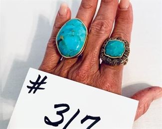 Barse Thailand and turquoise rings. 
A- size 8.  $30
B- size 7.5 $26