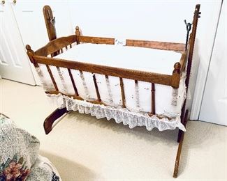 Wooden cradle. 37.5 w.  36” t.  $140