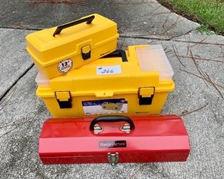 3 tools boxes. 2 plastic, 1 metal. 
$25