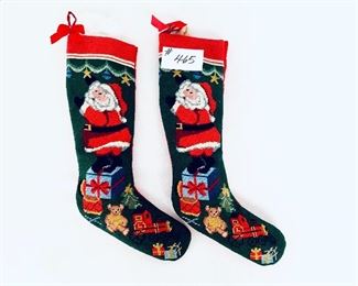 Pair of stockings. Needlepoint. 18” L $23