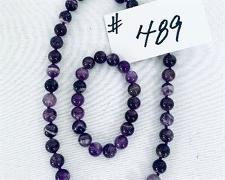 Purple stone knotted necklace 8-9”. & bracelet.  $75