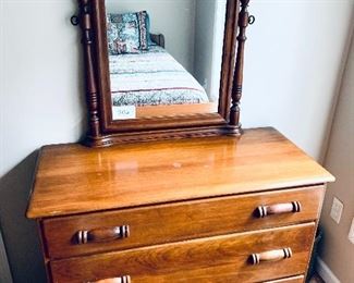 Antique dresser with mirror. Dove tailed drawers. 40 w. 18d 63t. $350