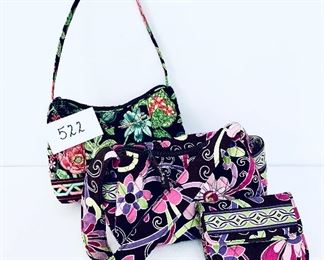 522A- black Vera Bradley purse. 10w 7t. 
$20. 
522B- pink / brown Vera Bradley purse and wallet. 11w. 6 t.  $ 35
