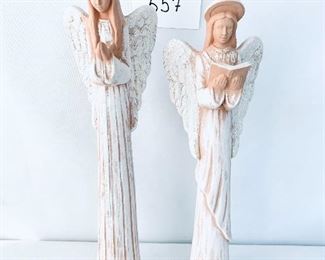 Two terracotta angels. 14-16” t. 
$36