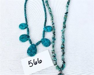 2 turquoise looking necklaces. 
8. & 12 “.  $42